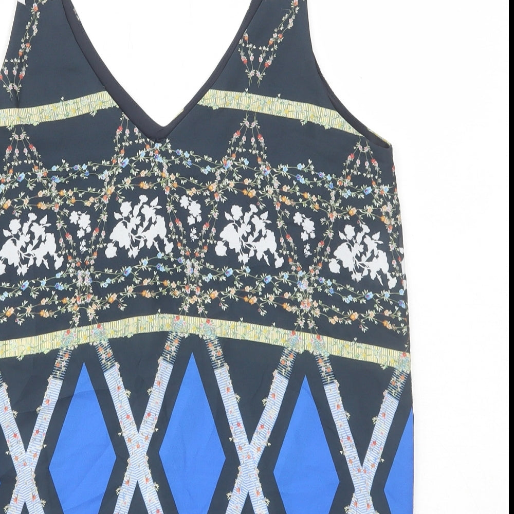 Topshop Womens Multicoloured Geometric Polyester Camisole Tank Size 8 V-Neck
