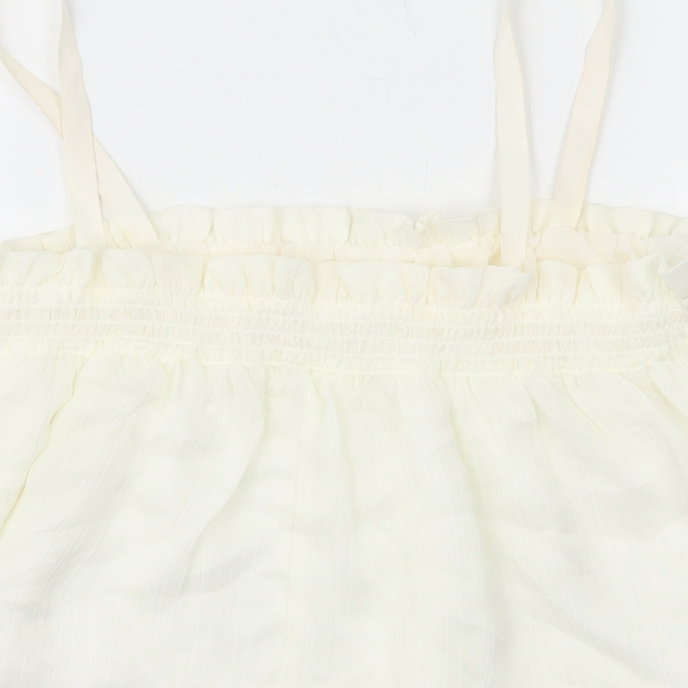 Mango Womens White Polyester Camisole T-Shirt Size M Square Neck