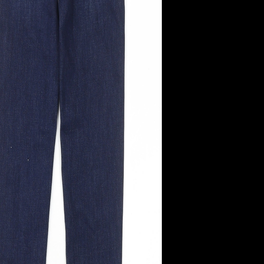 Marks & Spencer Womens Blue Cotton Skinny Jeans Size 6 L28 in Regular Zip