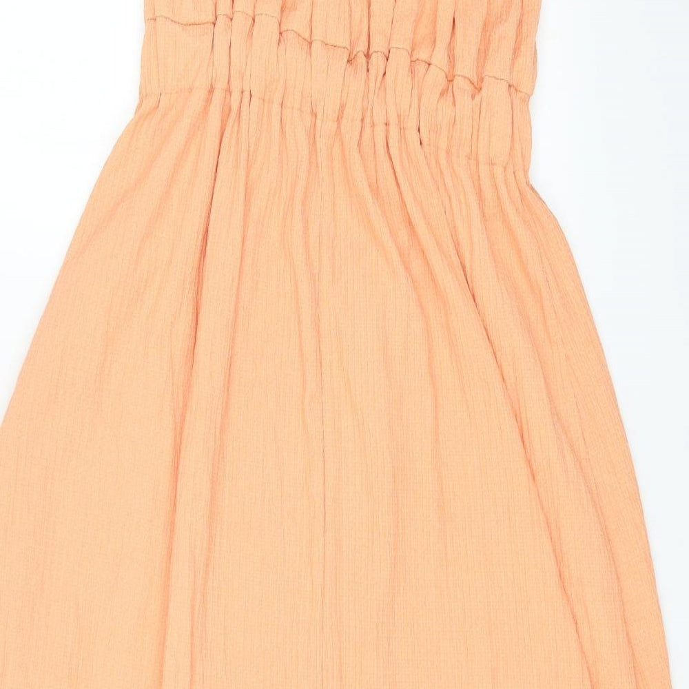 H&M Womens Orange Polyester Maxi Size S Square Neck Pullover