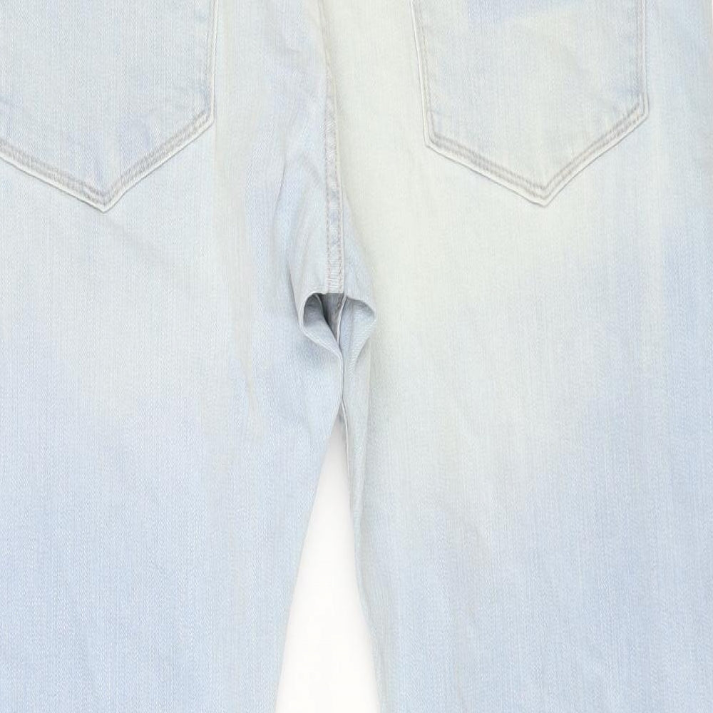 Marks & Spencer Womens Blue Cotton Straight Jeans Size 36 in L29 in Regular Zip