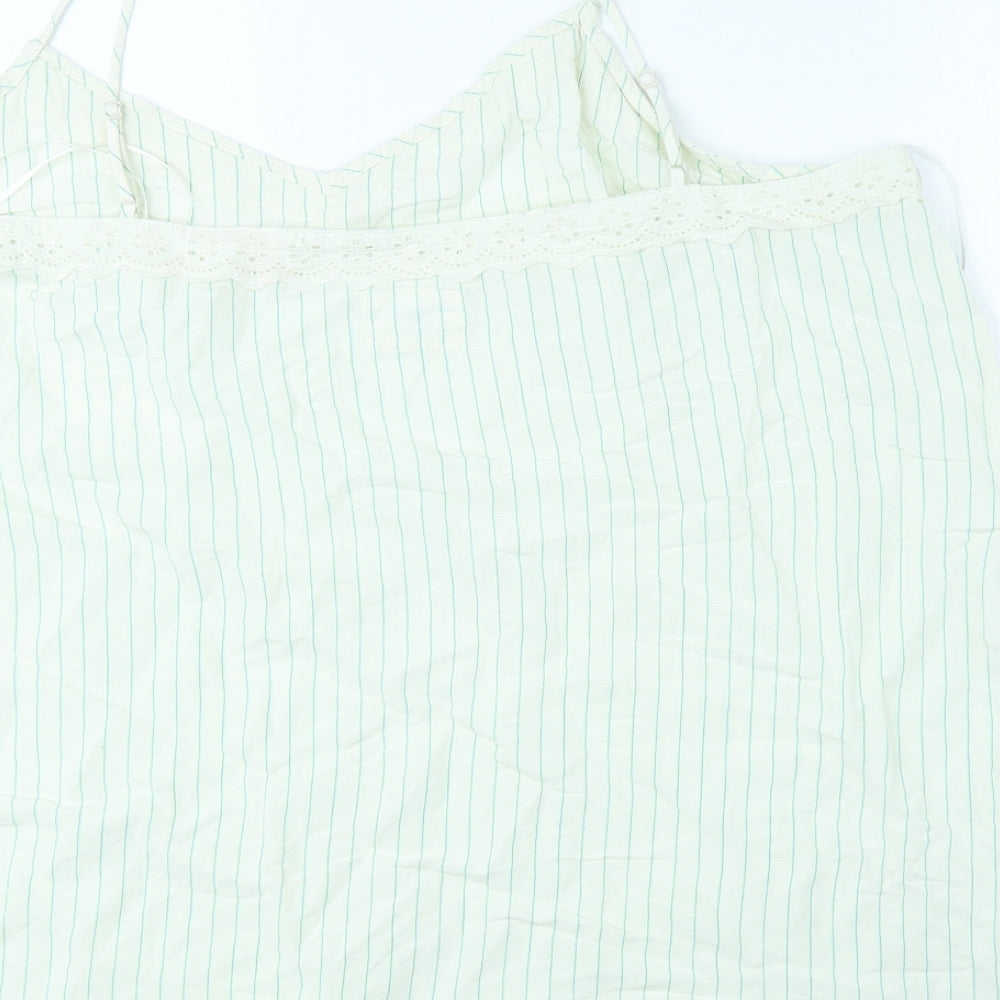 Marks & Spencer Womens White Striped Viscose Kimono Blouse Size 20 Square Neck