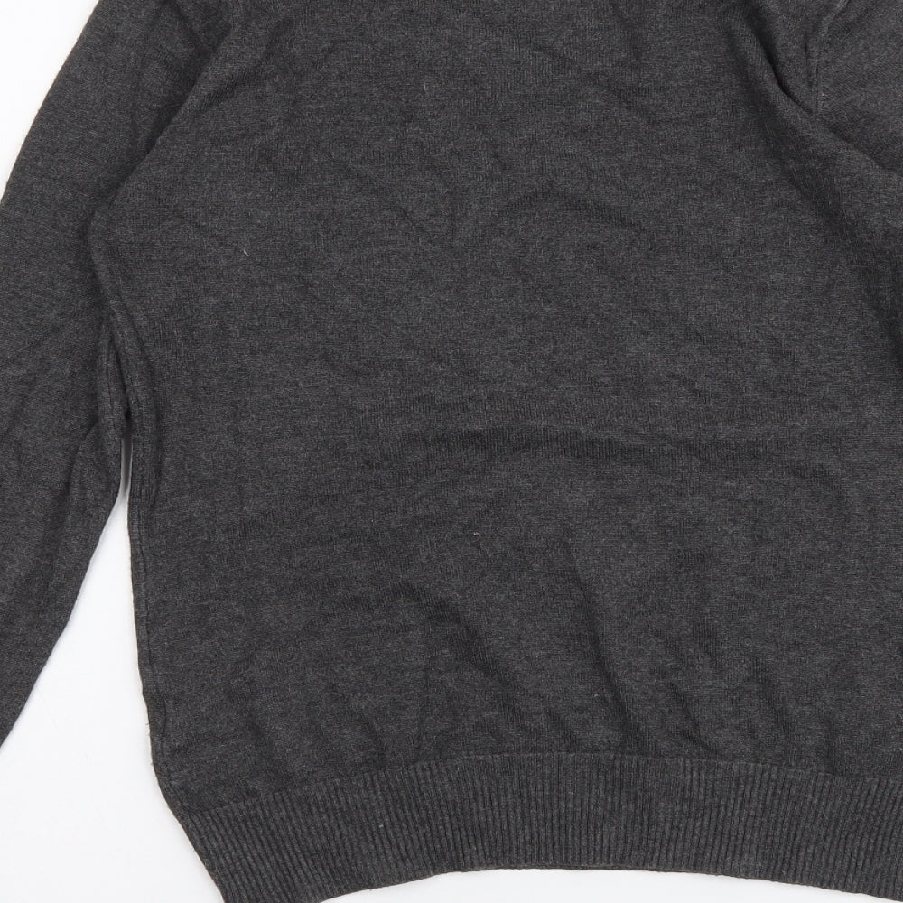 Ciela Womens Grey Mock Neck Cotton Pullover Jumper Size S