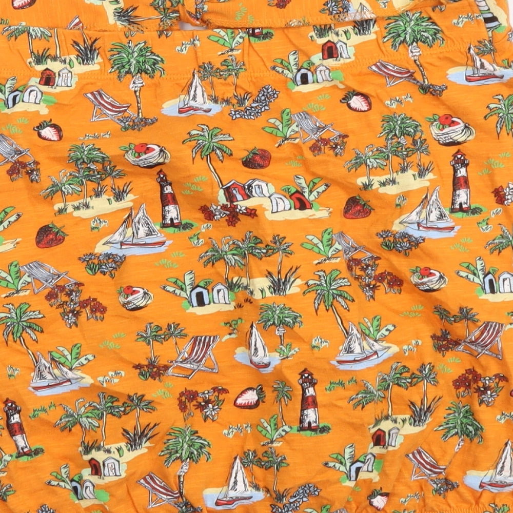 NEXT Womens Orange Geometric Cotton Basic Tank Size 8 Off the Shoulder - Seaside