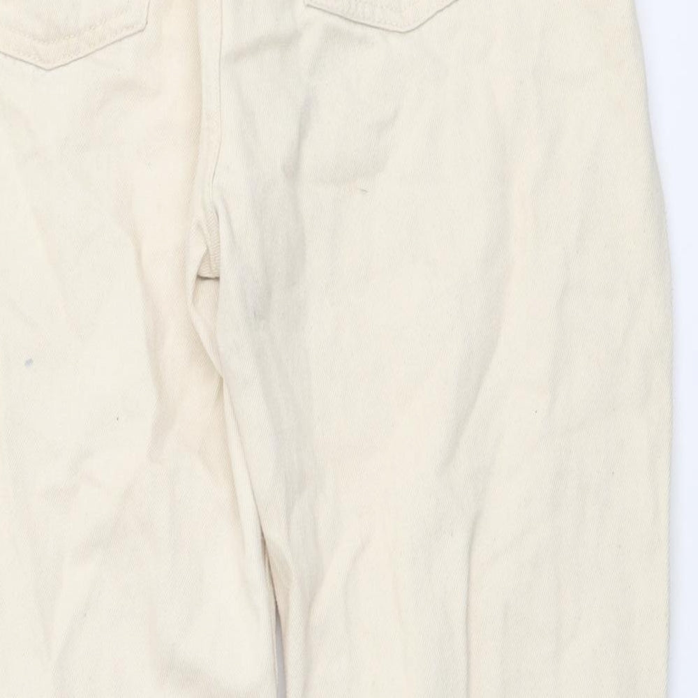 Denim & Co. Womens Beige Cotton Mom Jeans Size 12 L26 in Regular Button