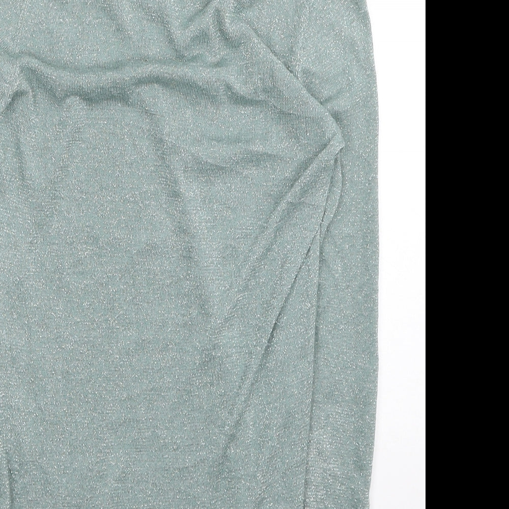 Morgan Womens Silver Roll Neck Acrylic Pullover Jumper Size XS