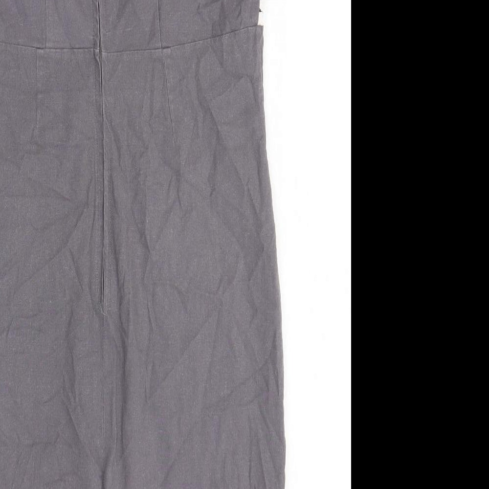 Preworn Womens Grey Floral Polyester Tank Dress Size M Square Neck Pullover