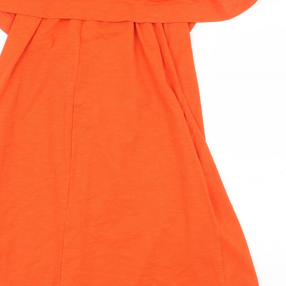 H&M Womens Orange Cotton Mini Size S Off the Shoulder Pullover