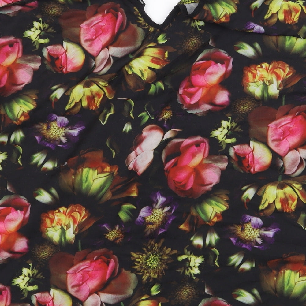 Julien Macdonald Womens Multicoloured Floral Polyester Basic Button-Up Size 14 Collared