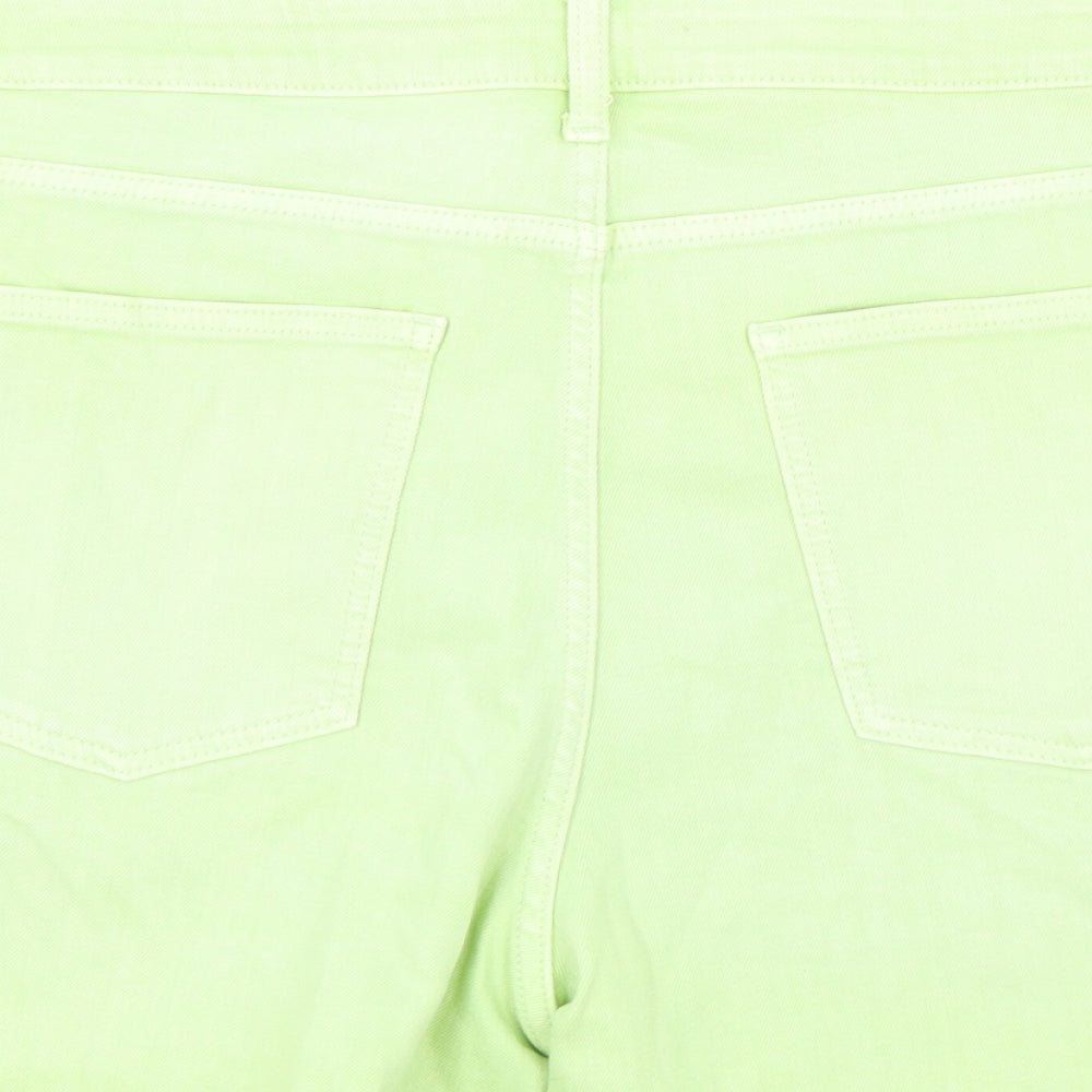 Marks & Spencer Womens Green Cotton Boyfriend Shorts Size 22 L5 in Regular Zip