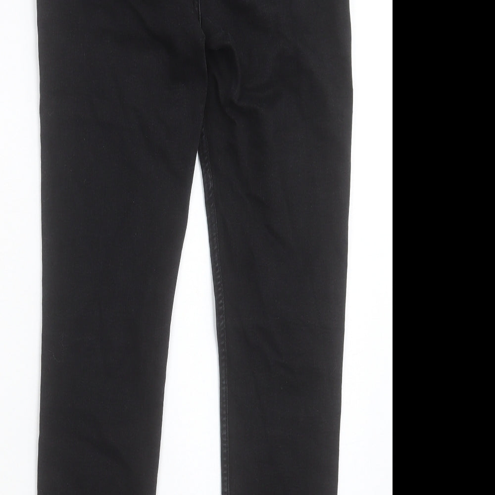 Marks & Spencer Womens Black Cotton Skinny Jeans Size 30 in L27 in Regular Button