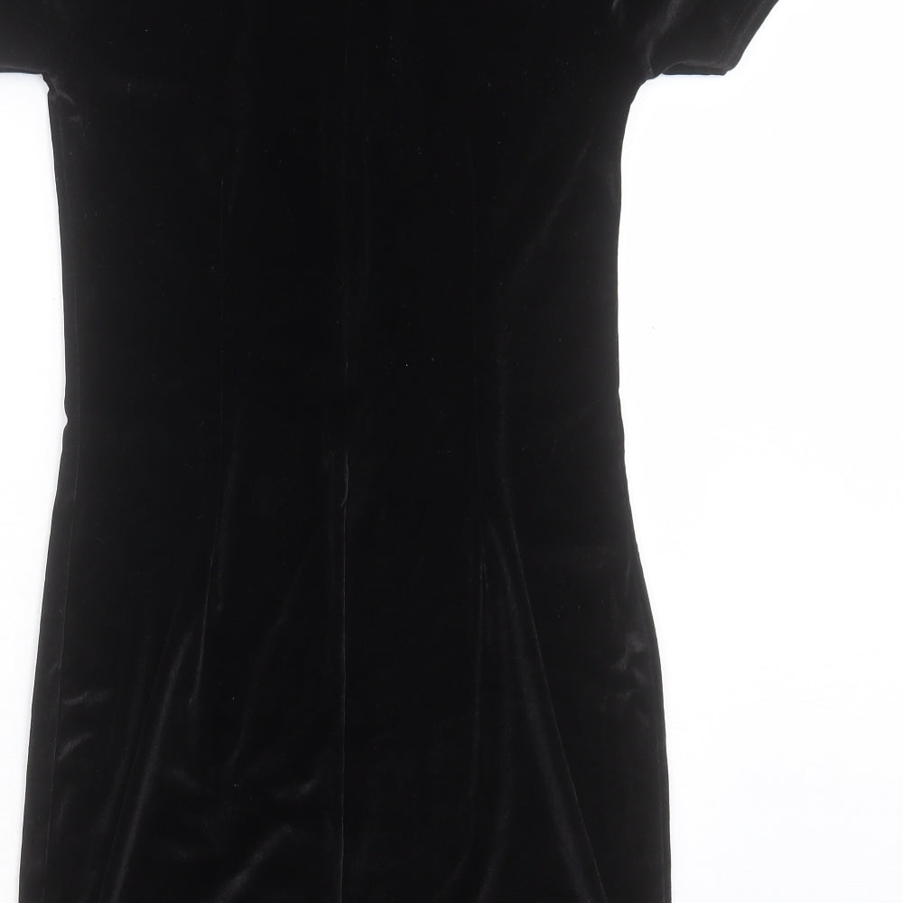 Rare London Womens Black Polyester Shift Size 10 Crew Neck Zip