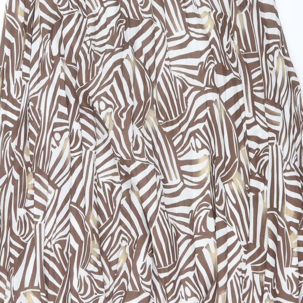 Bonprix Womens Brown Geometric Polyester A-Line Skirt Size 10