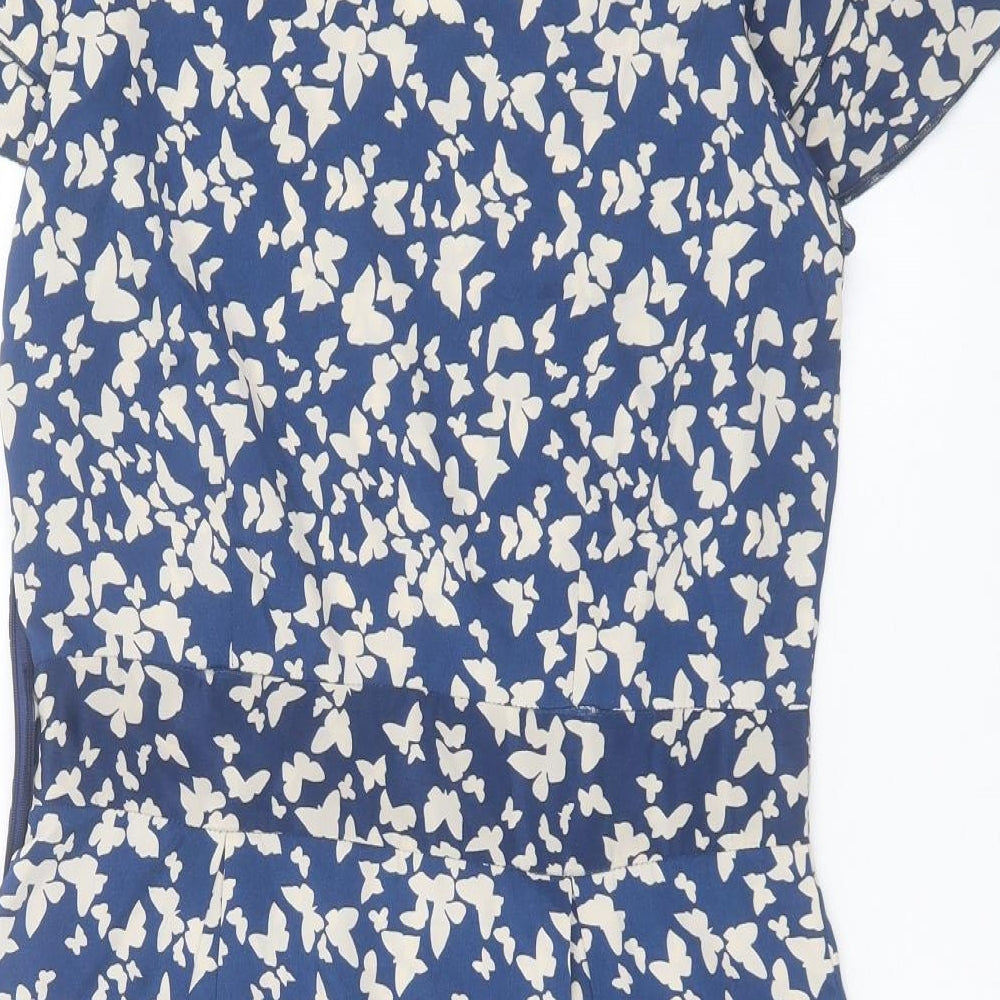 VERO MODA Womens Blue Geometric Polyester A-Line Size 10 Crew Neck Pullover - Butterfly Print