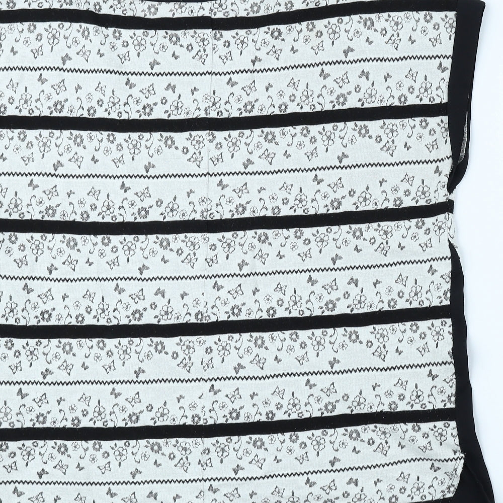 Oasis Womens White Floral Cotton Jersey T-Shirt Size S Round Neck
