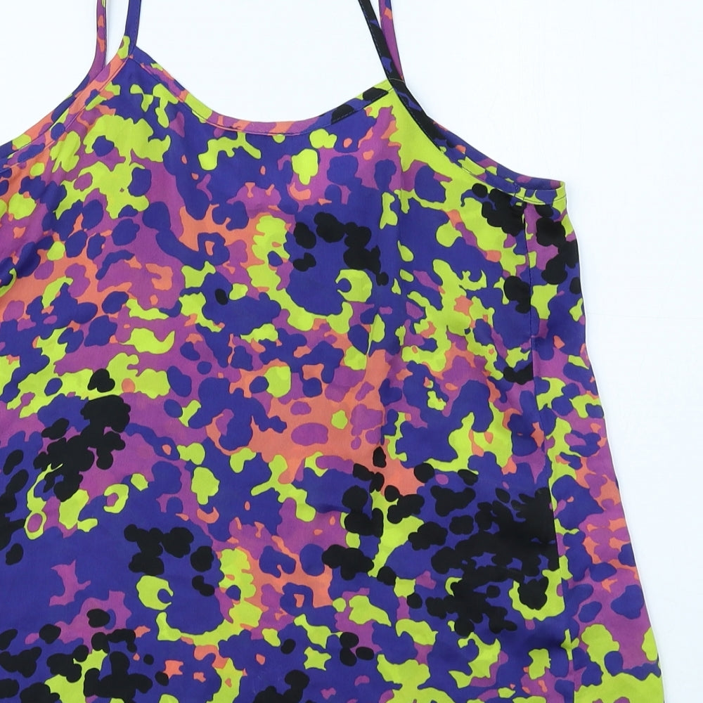 Topshop Womens Multicoloured Geometric Polyester Camisole Tank Size 8 Crew Neck - See through, tie-dye