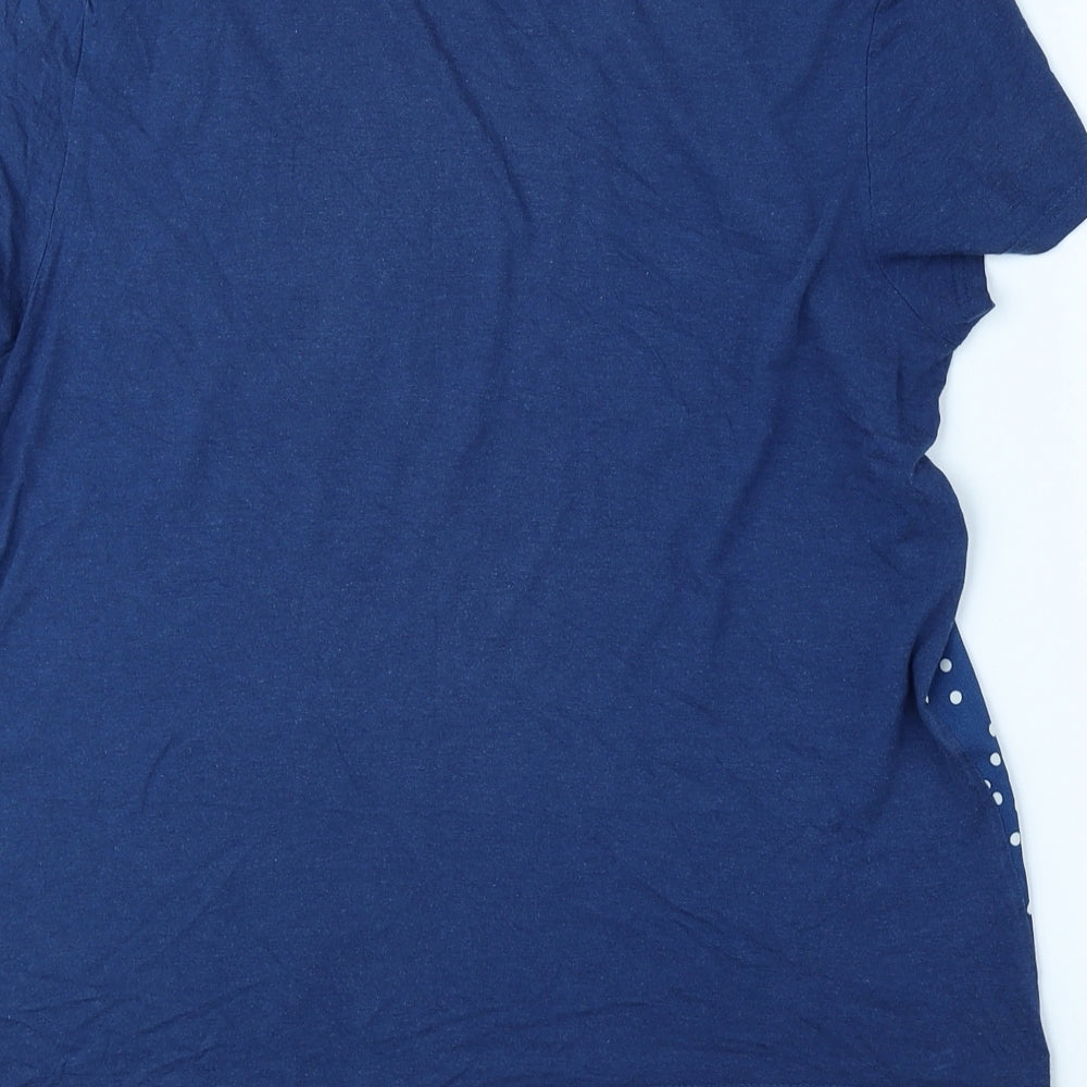 Topshop Womens Blue Polka Dot Polyester Jersey T-Shirt Size 12 Crew Neck