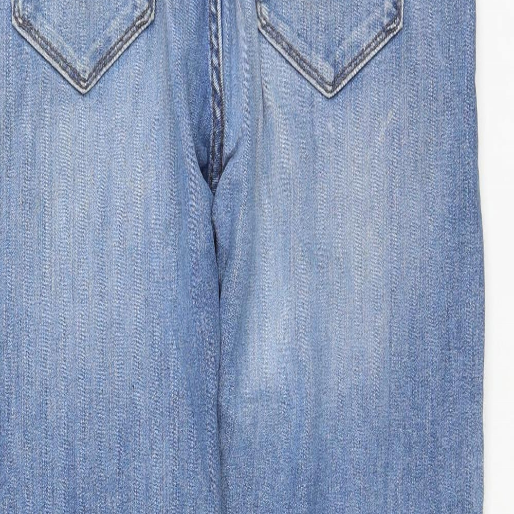 Marks & Spencer Womens Blue Cotton Straight Jeans Size 32 in L29 in Regular Zip