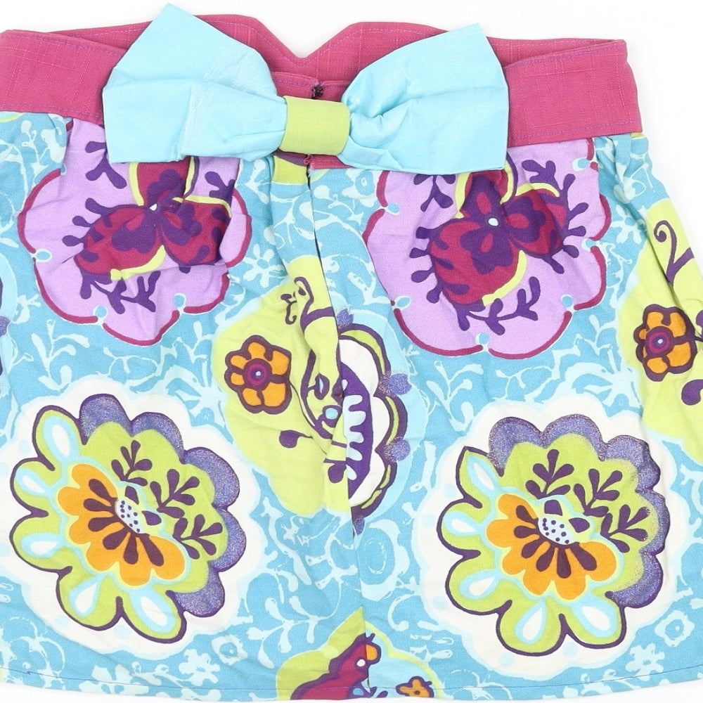 Preworn Womens Multicoloured Floral Polyester A-Line Skirt Size 30 in Zip