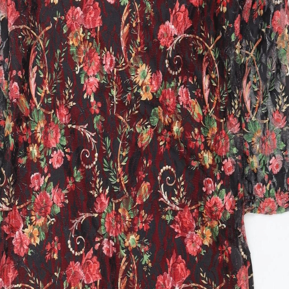 Jasmine Womens Multicoloured Floral Polyamide Shift Size 14 Round Neck Pullover