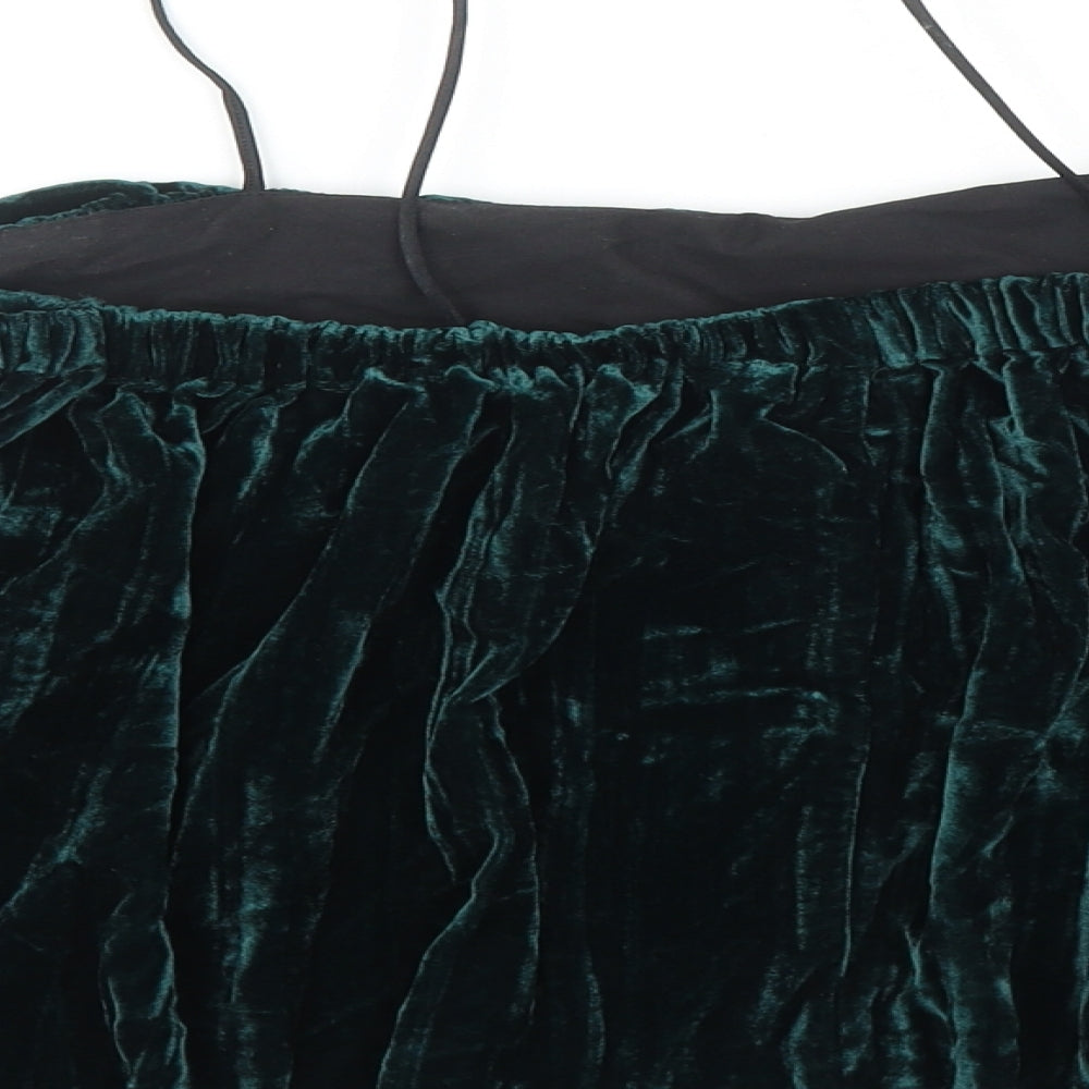Topshop Womens Green Viscose Basic Blouse Size 8 Off the Shoulder - Cropped