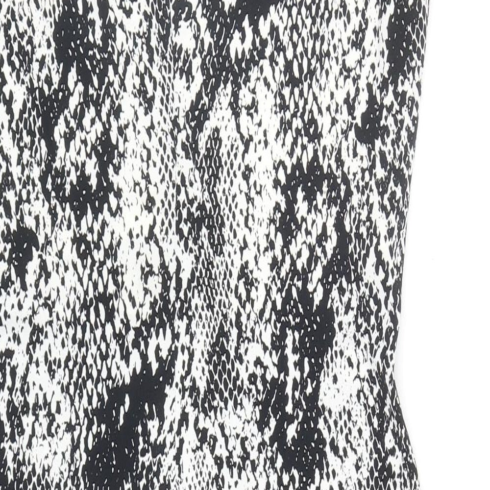 Wallis Womens Black Animal Print Polyester Pencil Dress Size S V-Neck Pullover - Snake Print