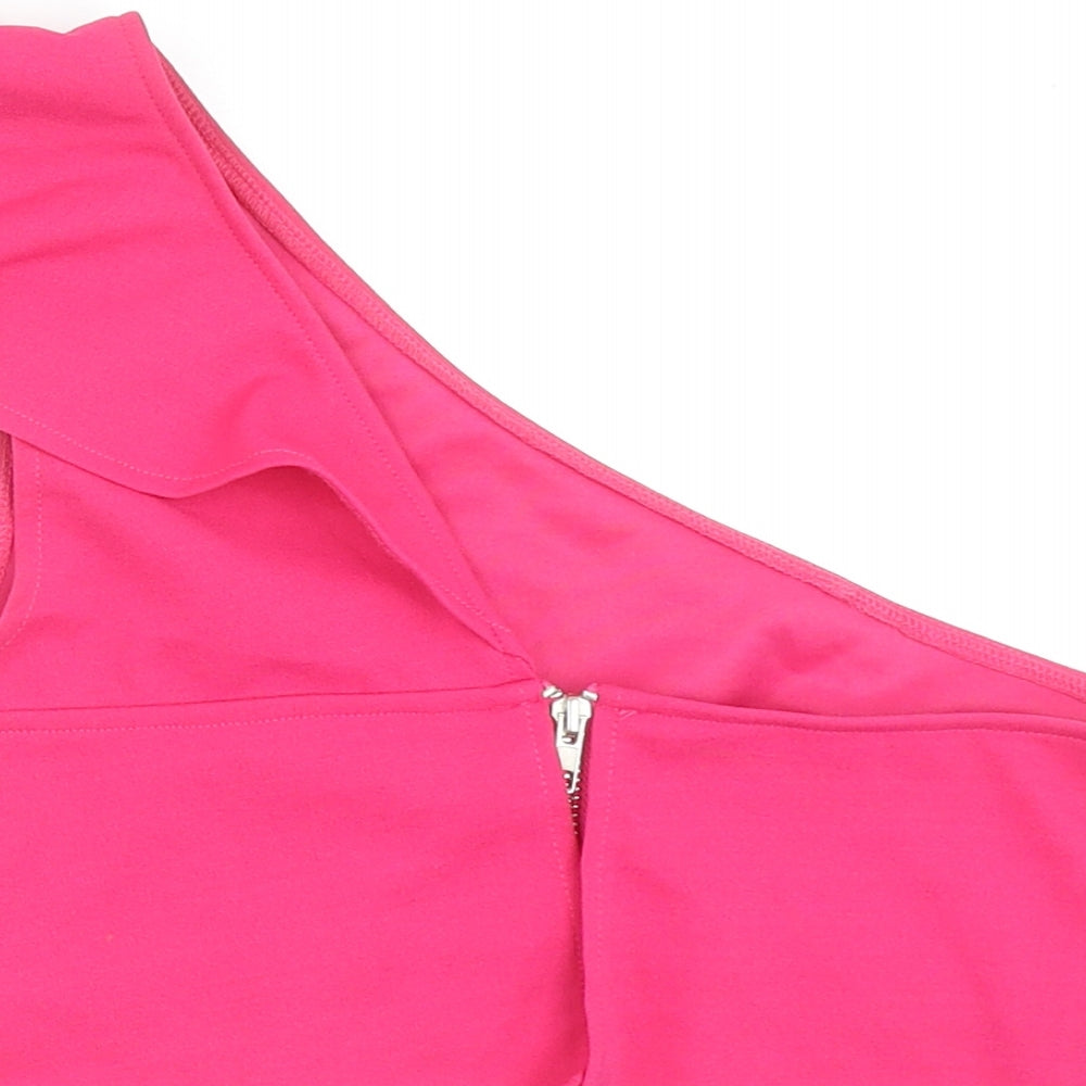 Diffuse Womens Pink Polyester Cropped Blouse Size 6 One Shoulder