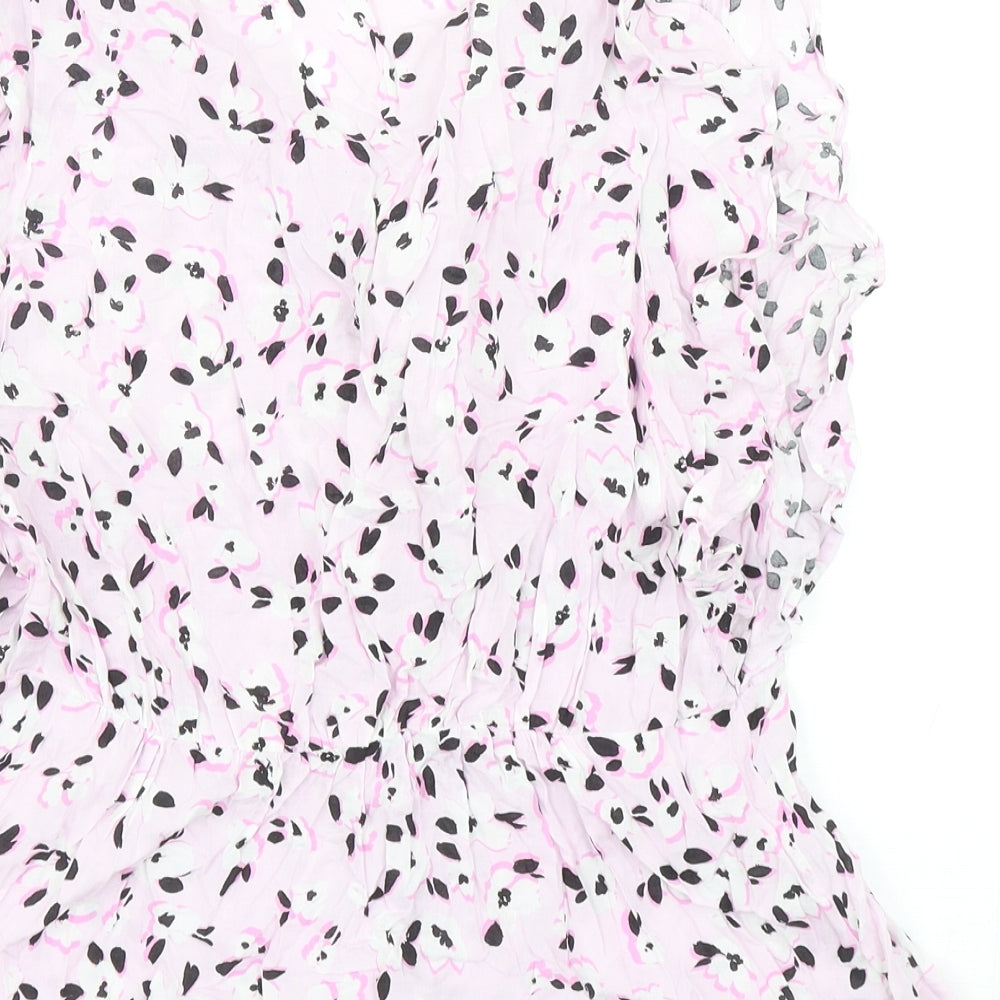 Great Plains Womens Purple Animal Print Viscose Basic Blouse Size 12 V-Neck
