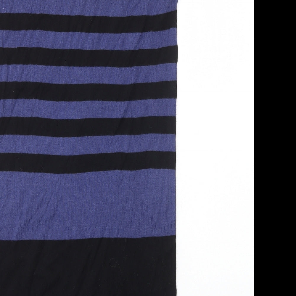 Warehouse Womens Blue Striped 100% Cotton Bodycon Size 8 Round Neck Pullover