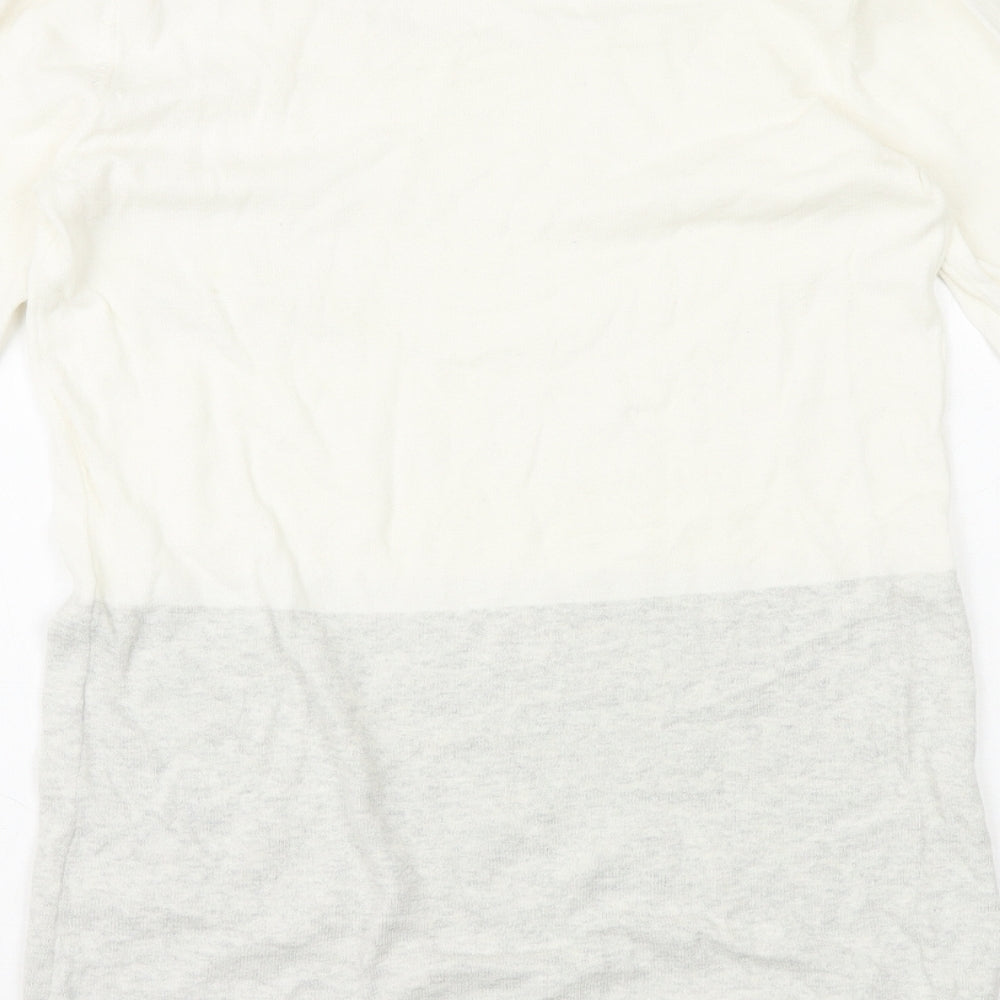 MARBLE Womens Ivory Colourblock 100% Cotton Basic T-Shirt Size XS Round Neck