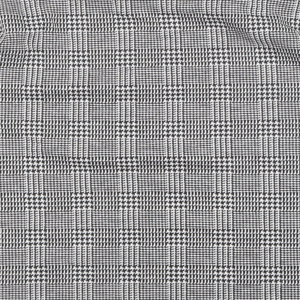 Marks & Spencer Womens Black Geometric Polyester Basic T-Shirt Size 12 Boat Neck - black and white