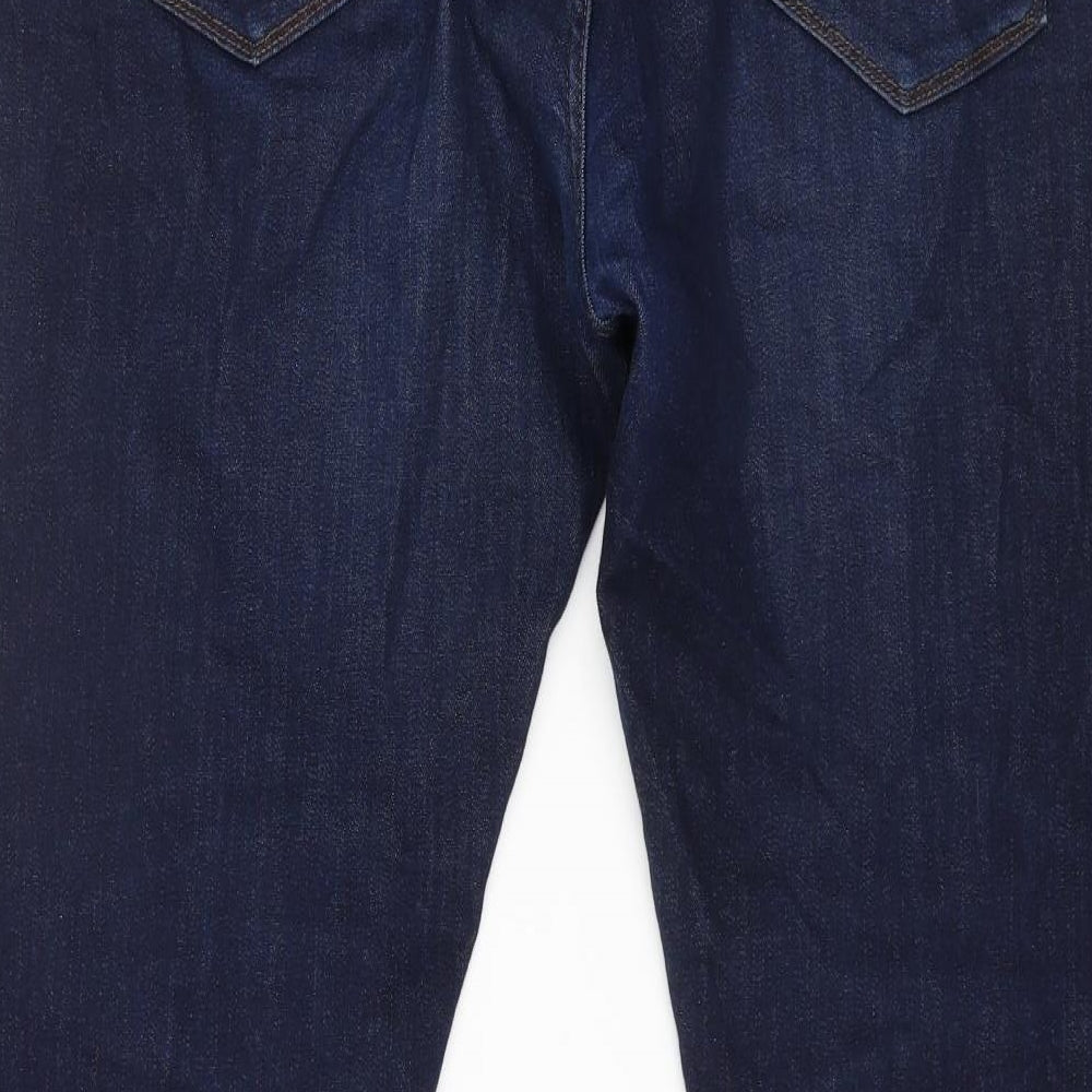 Marks & Spencer Womens Blue Cotton Straight Jeans Size 40 in L31 in Regular Zip
