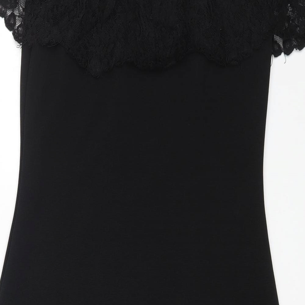 Lipsy Womens Black Polyester Bodycon Size 12 Off the Shoulder Pullover
