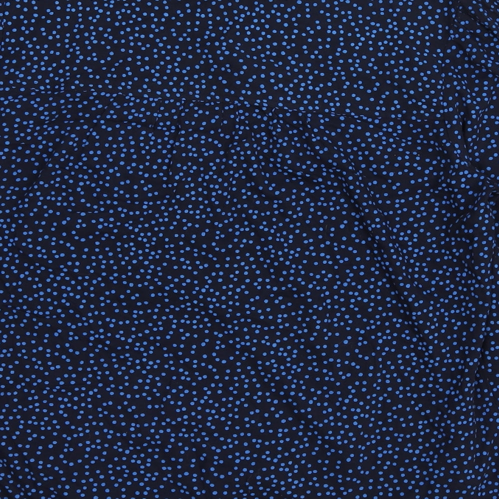 Marks & Spencer Womens Blue Polka Dot Viscose Basic Blouse Size 10 Collared