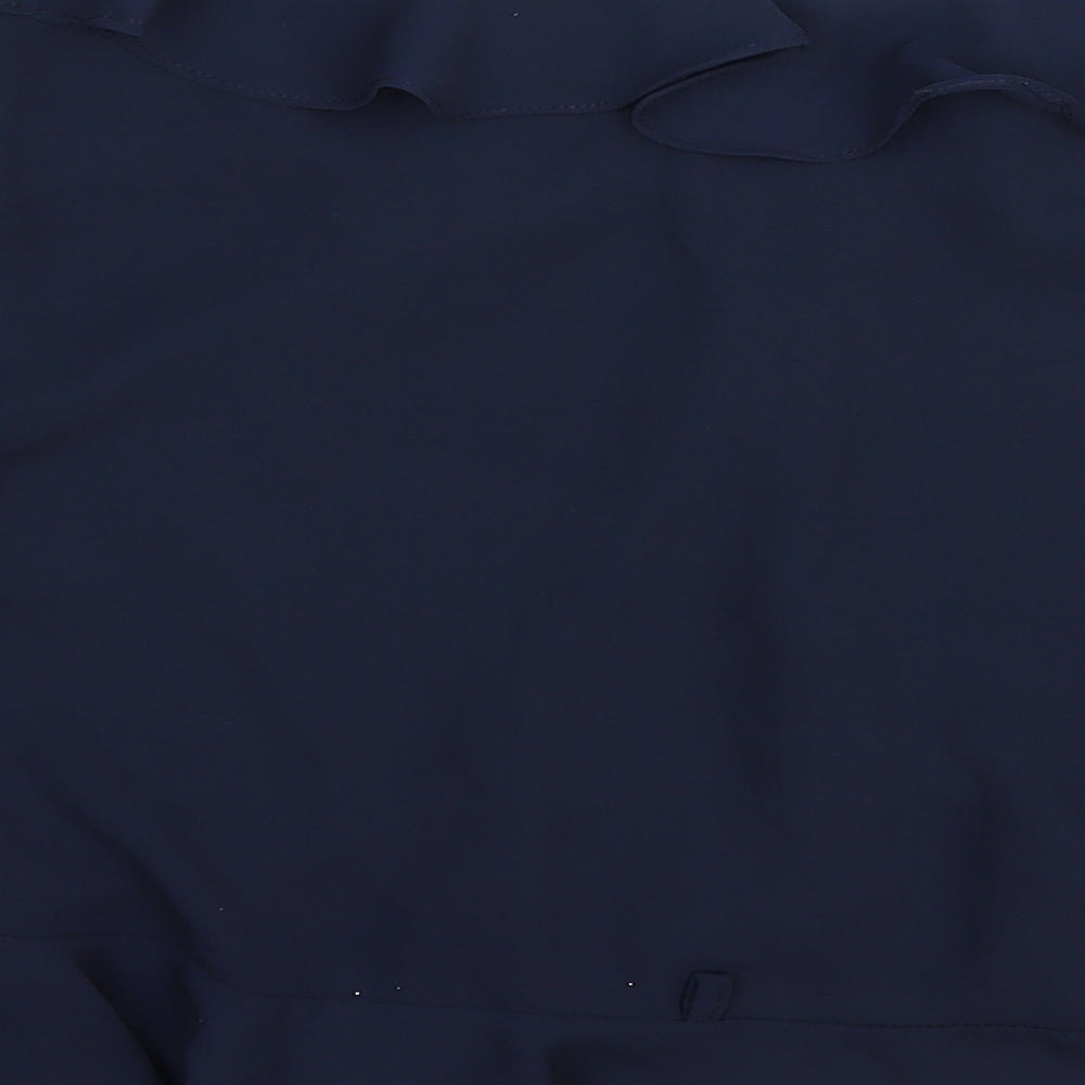 Topshop Womens Blue Polyester Basic Blouse Size 10 V-Neck