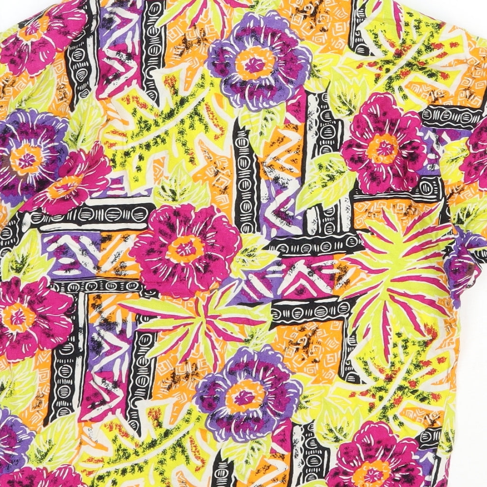 Young Classics Girls Multicoloured Floral Viscose Basic T-Shirt Size 9 Years Collared Button