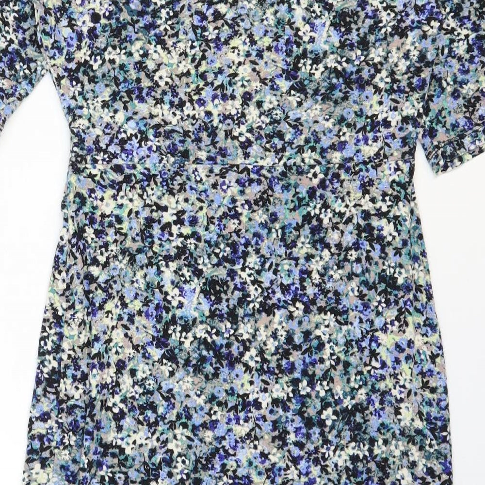 Monsoon Womens Multicoloured Floral Cotton Bodycon Size 12 Cowl Neck Pullover