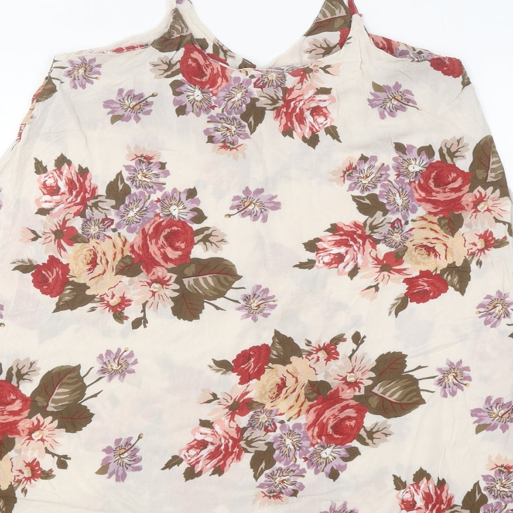 Brandy Melville Womens Multicoloured Floral Polyester Jersey Tank One Size V-Neck