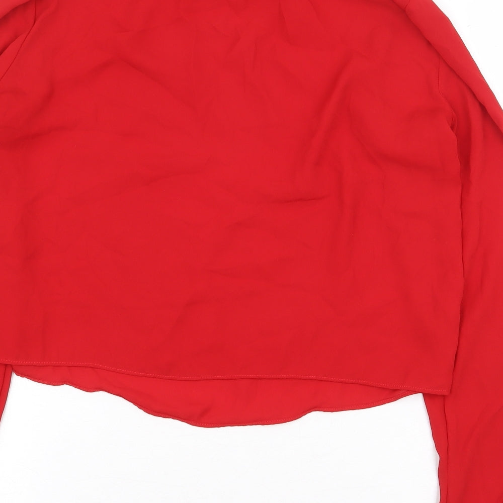Zara Womens Red Polyester Basic Blouse Size XS Boat Neck