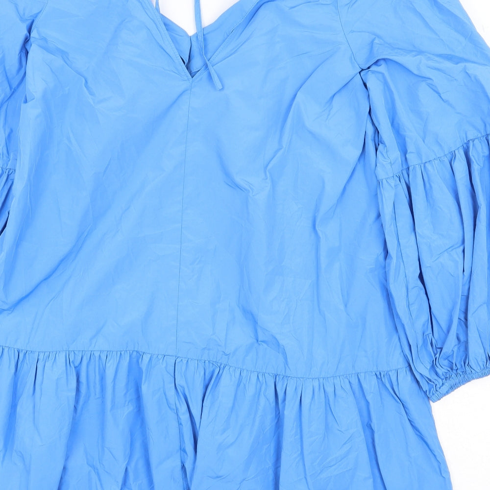 River Island Womens Blue Polyester A-Line Size 8 V-Neck Tie
