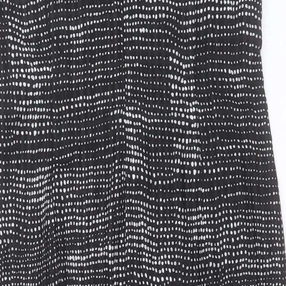 Gina Bacconi Womens Black Geometric Polyester Shift Size 12 Cowl Neck Zip