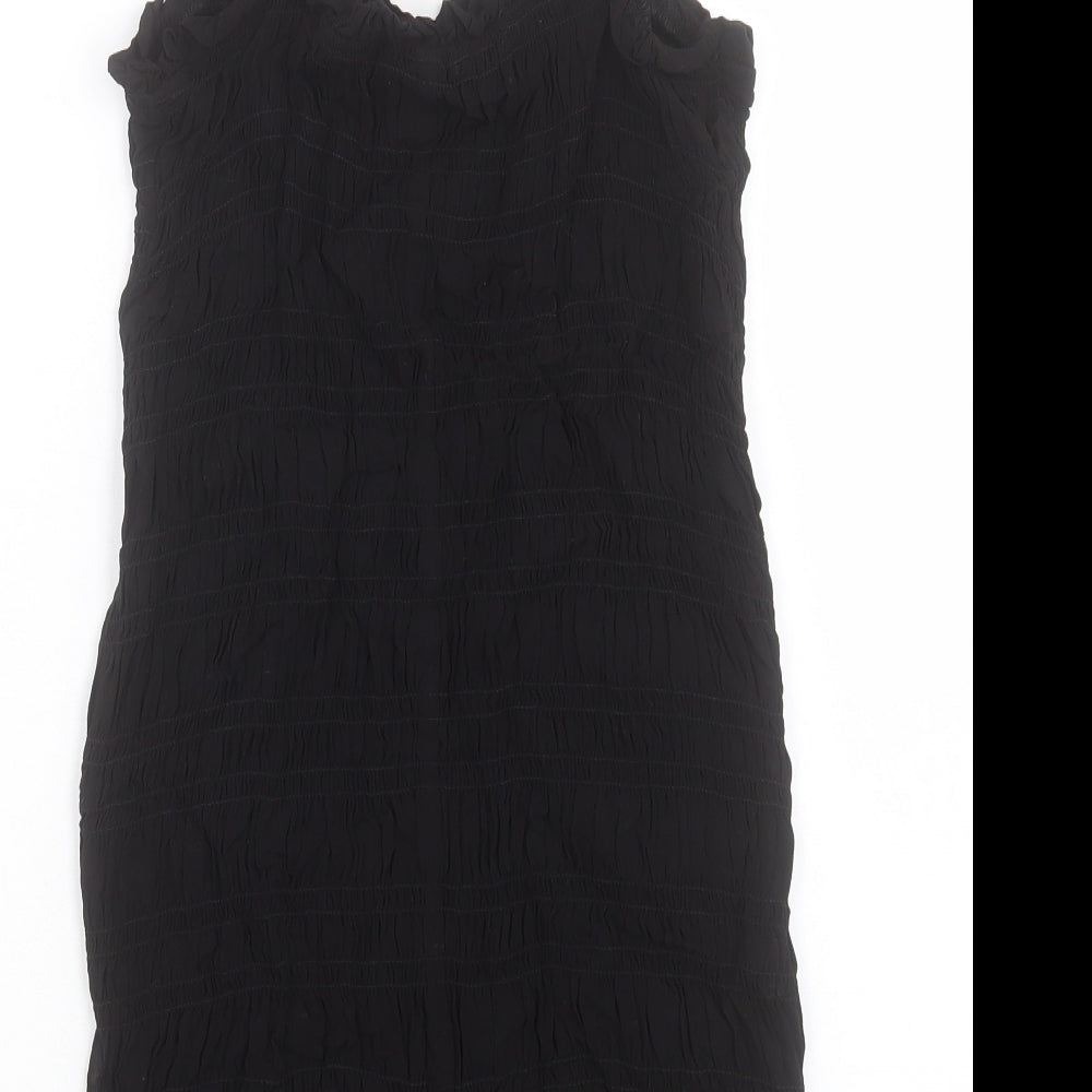 H&M Womens Black Viscose Bodycon Size S V-Neck Pullover