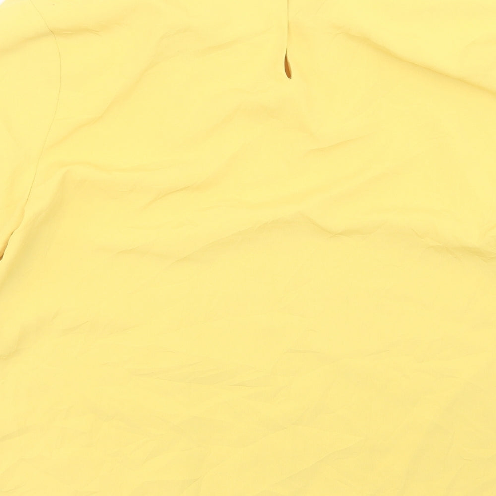 Karen Scott Womens Yellow Polyester Basic T-Shirt Size S Crew Neck