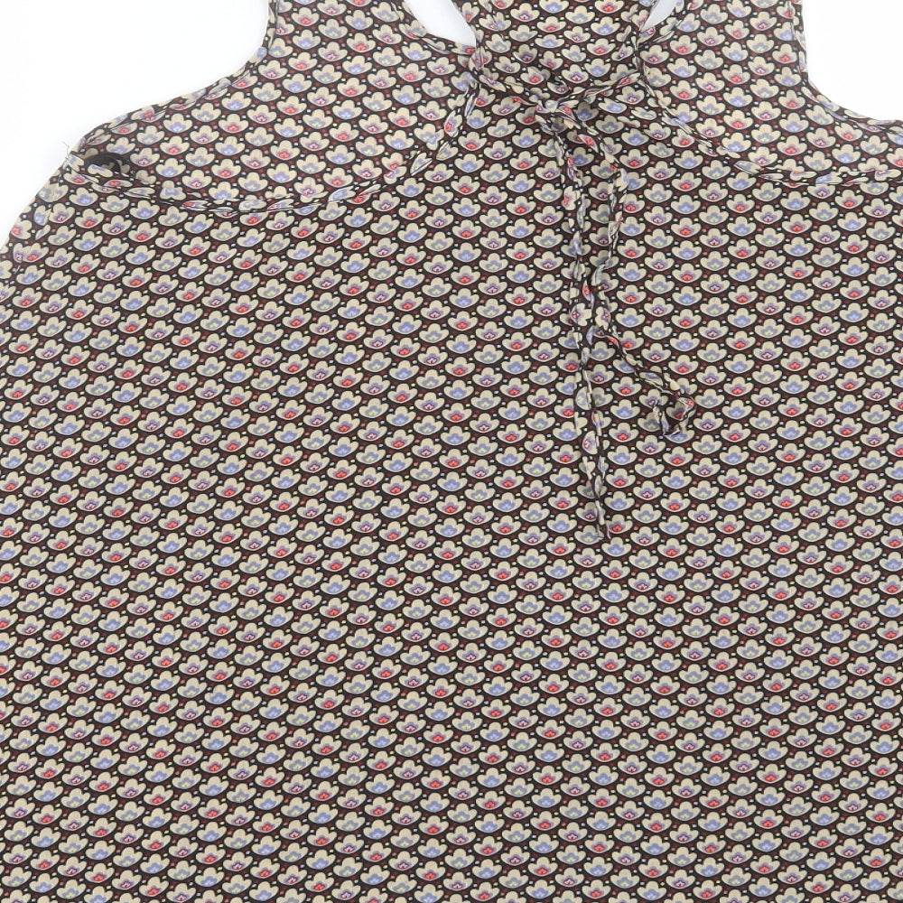 Preworn Womens Multicoloured Geometric Polyester Basic Tank Size 8 Scoop Neck