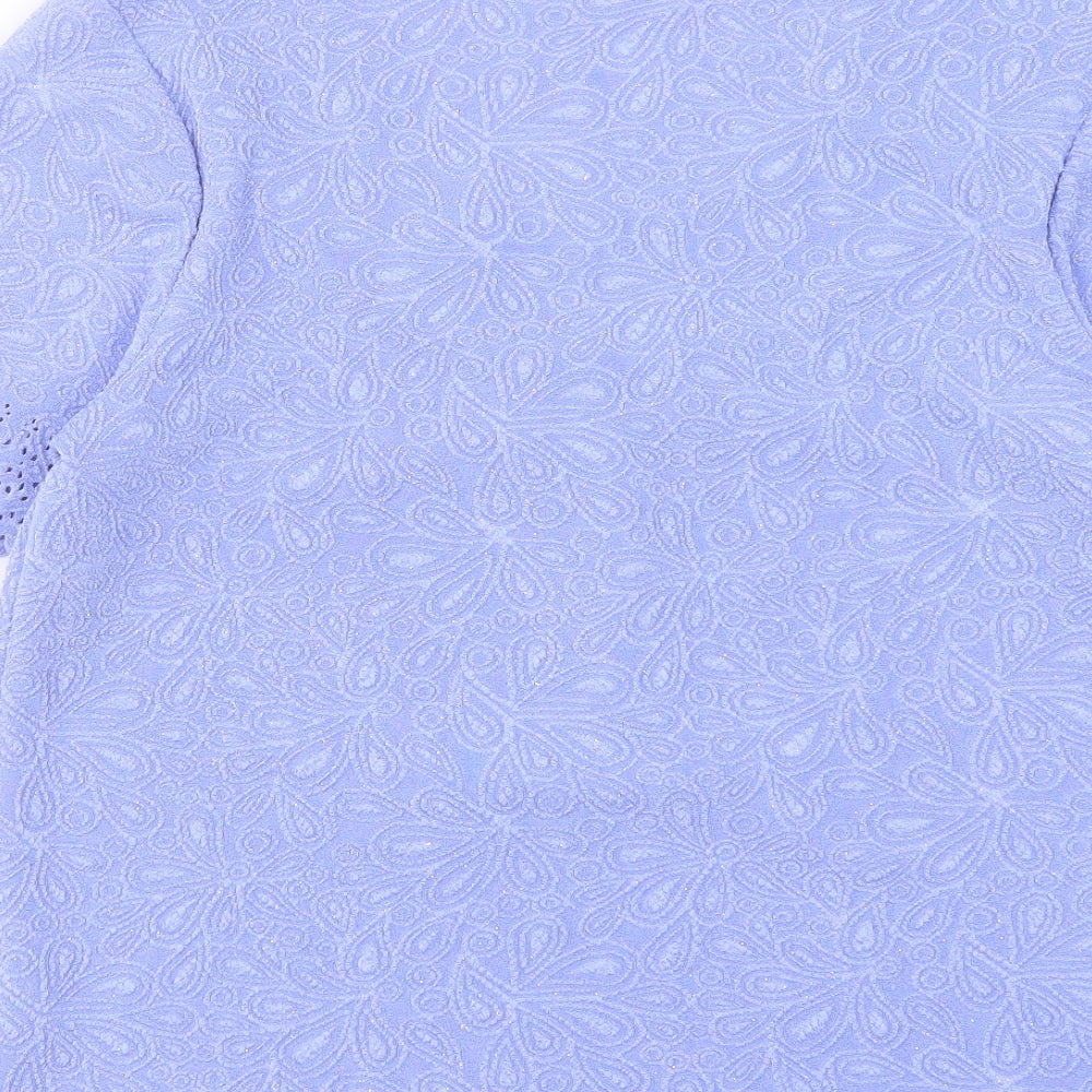 anna Rose Womens Purple Polyester Basic T-Shirt Size L Scoop Neck