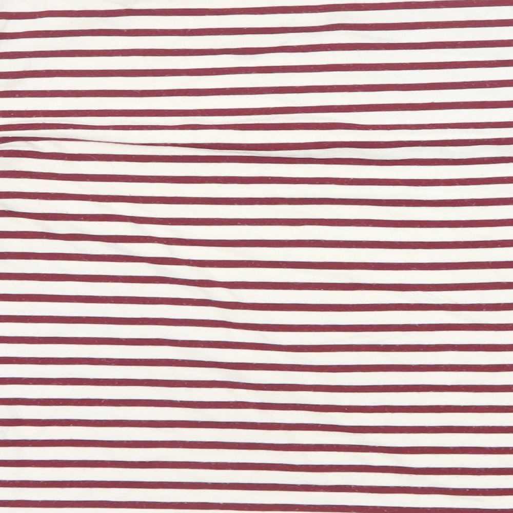 ASOS Womens Red Striped Cotton Basic T-Shirt Size 8 Round Neck