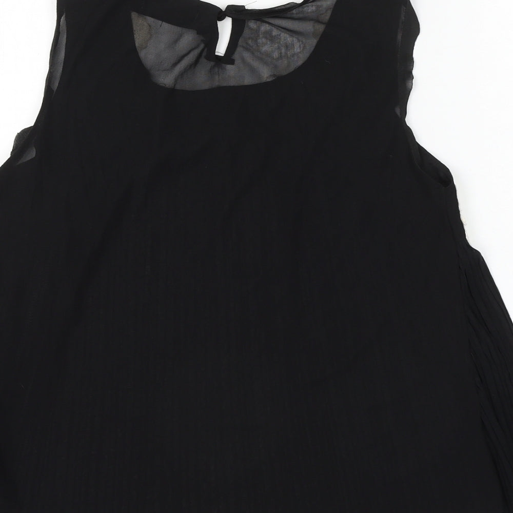 E-Lady Womens Black Polyester Basic Blouse Size L Round Neck - Flower