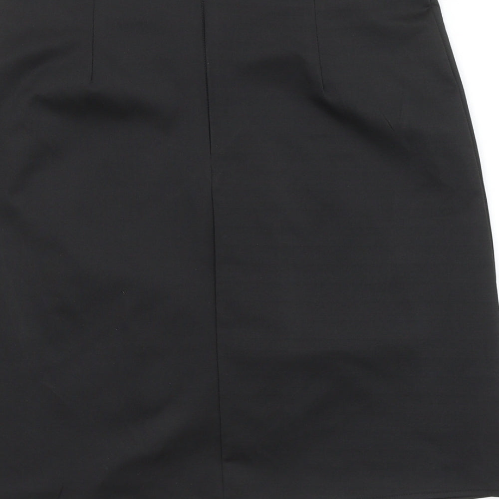 Preworn Womens Black Polyester Mini Skirt Size 30 in Zip - Ruched