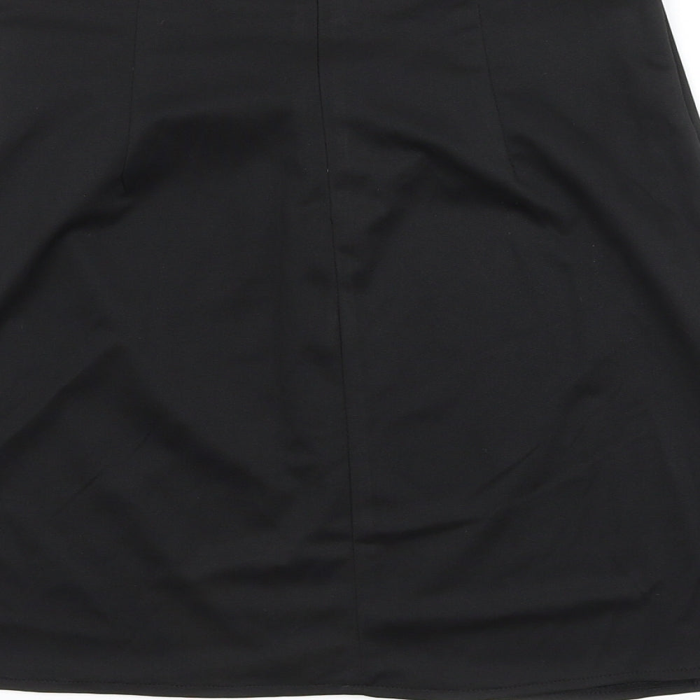 Preworn Womens Black Polyester Mini Skirt Size 30 in Zip - Ruched