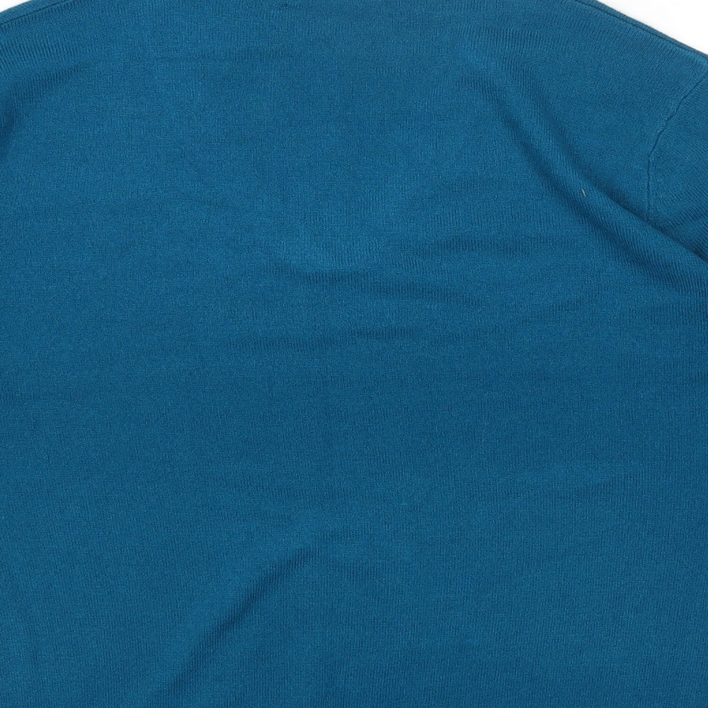 M&Co Womens Blue V-Neck Acrylic Pullover Jumper Size XL